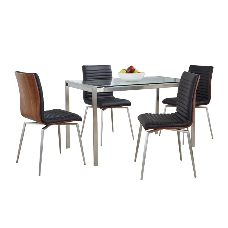 Fuji-Mason 4 - Person Glass Top Four Leg Dining Set