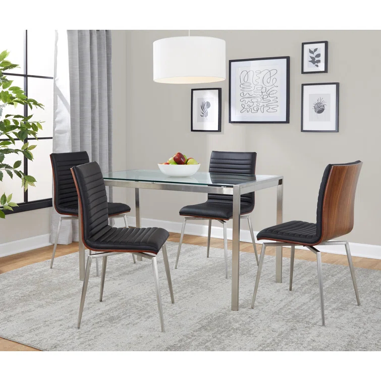 Fuji-Mason 4 - Person Glass Top Four Leg Dining Set