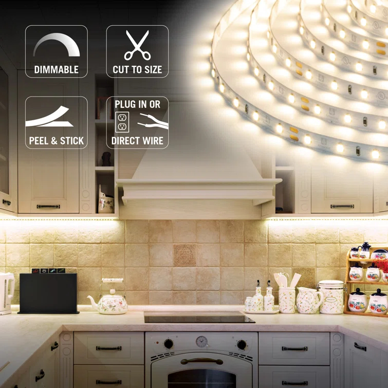 RibbonFlex Home 24V AC Dimmable White LED Strip Light Kit, 3000K