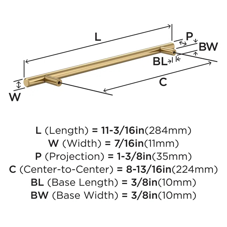 Bar Pulls 8-13/16 inch (224mm) Center-to-Center Cabinet Pull