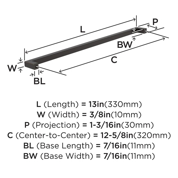Monument 12-5/8 inch (320mm) Center-to-Center Cabinet Pull
