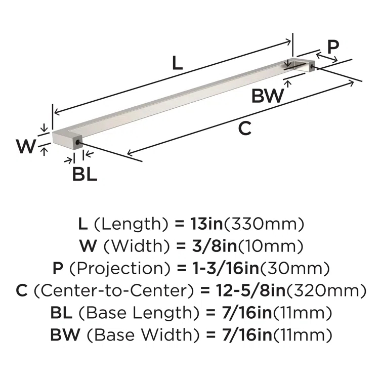 Monument 12-5/8 inch (320mm) Center-to-Center Cabinet Pull
