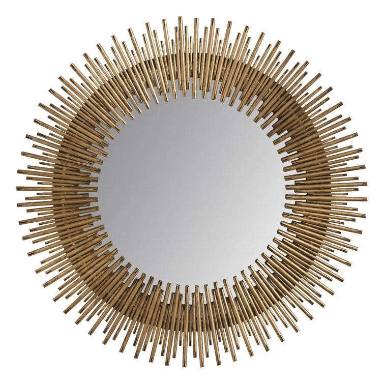 Aurora Gold Sunburst Ironwork Round Wall Mirror 30.5"