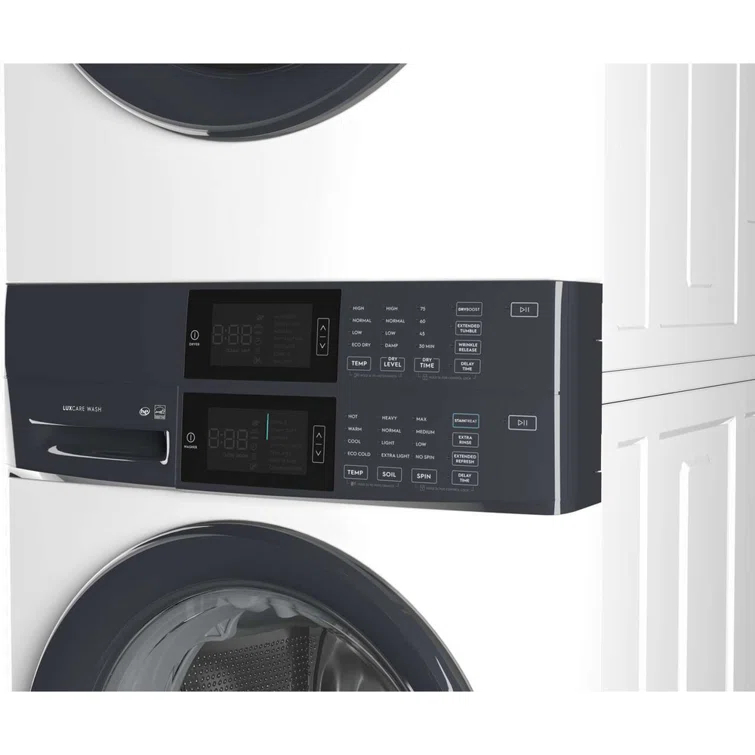 Electrolux Washer & Dryer Set with Stackable 4.4 Cubic Feet Front Load Washer and 8 Cubic Feet Dryer with Stacking Kit