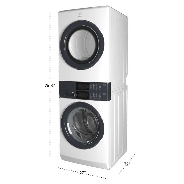 Electrolux Washer & Dryer Set with Stackable 4.4 Cubic Feet Front Load Washer and 8 Cubic Feet Dryer with Stacking Kit