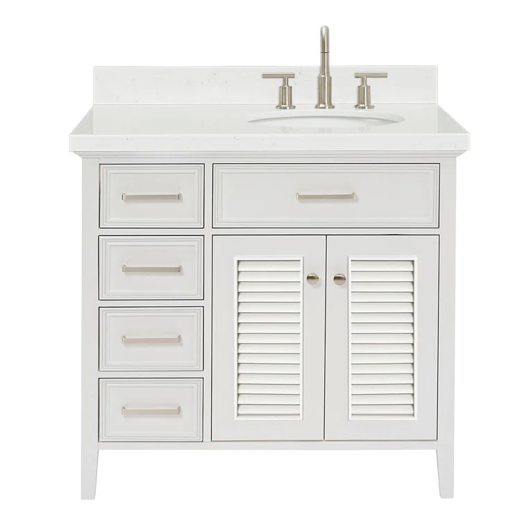 Ariel D036srcqovo Kensington 36" Free Standing Single Basin Vanity Set - White / Carrara