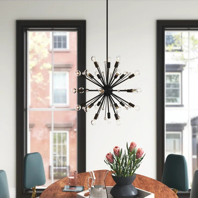 24 Light Metal Dimmable Sputnik Chandelier