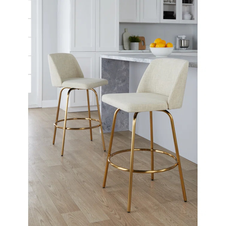 Toriano Swivel Upholstered Counter Stool with Metal Frame (Set of 2)