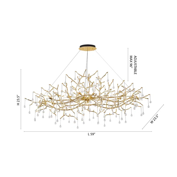 Brass and Crystal 14-Light Plug-in Chandelier