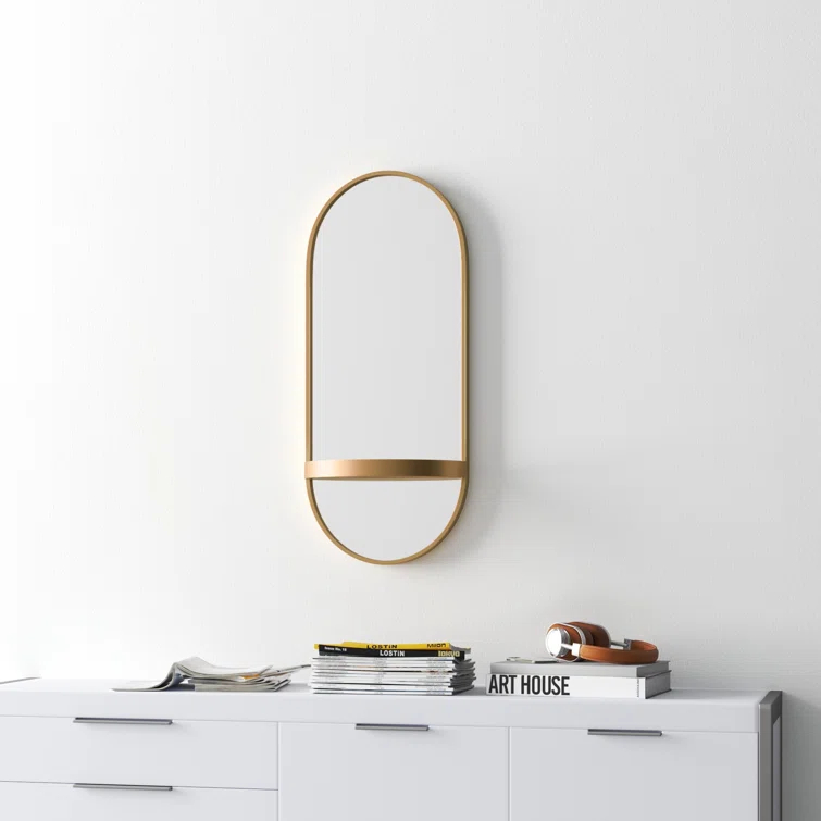 Lumi Metal Flat Mirror with Shelves