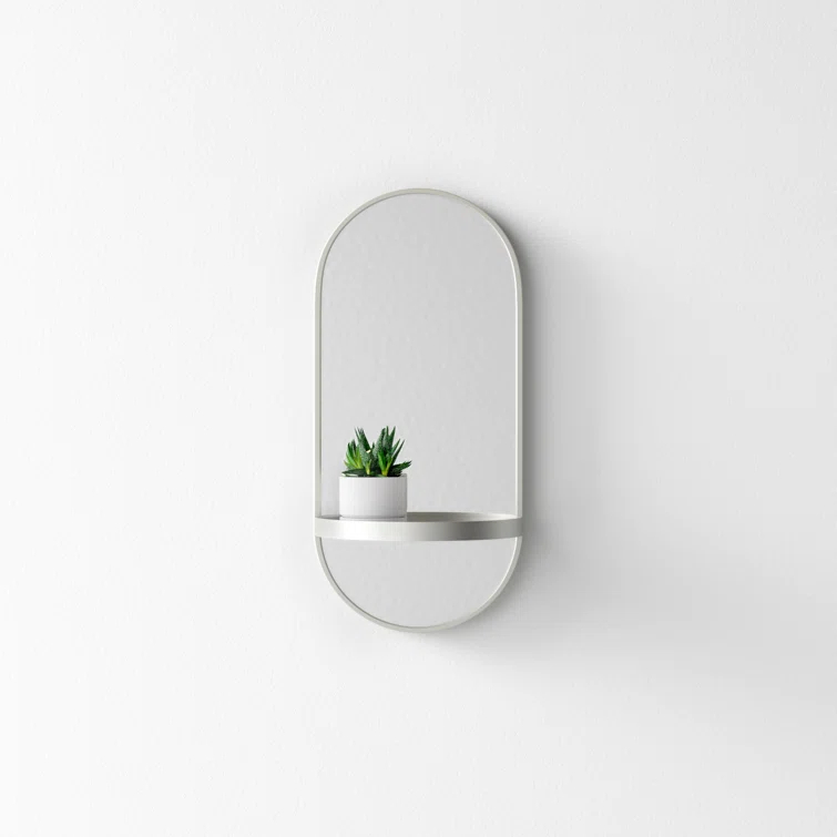 Lumi Metal Flat Mirror with Shelves
