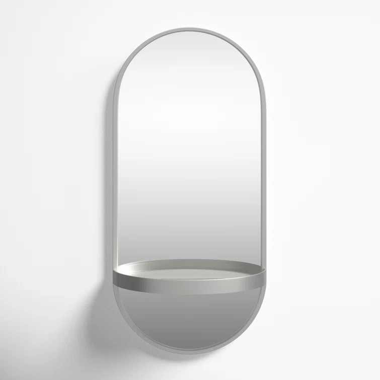 Lumi Metal Flat Mirror with Shelves
