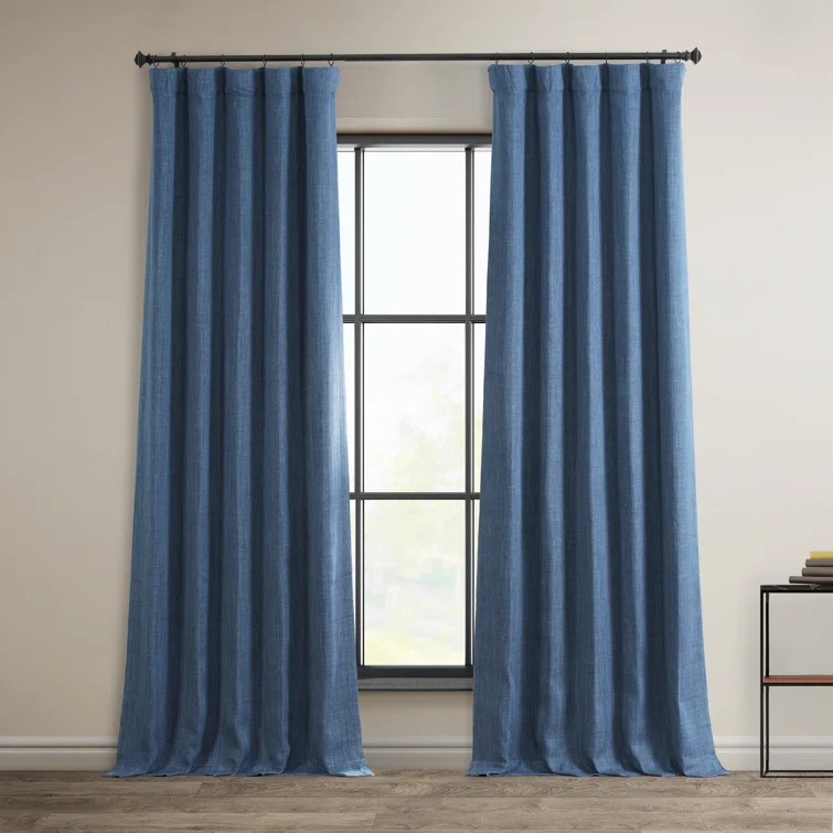Ottis Textured Faux Linen Rod Pocket Room Darkening Curtains for Bedroom & Living Room Curtains - Single Panel Drapes
