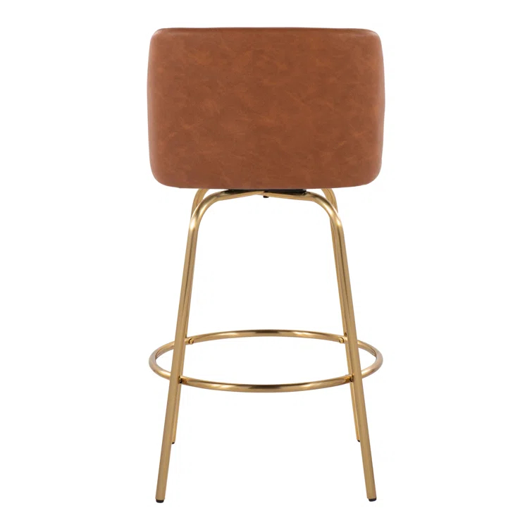 Swivel Upholstered Counter Stool with Metal Frame