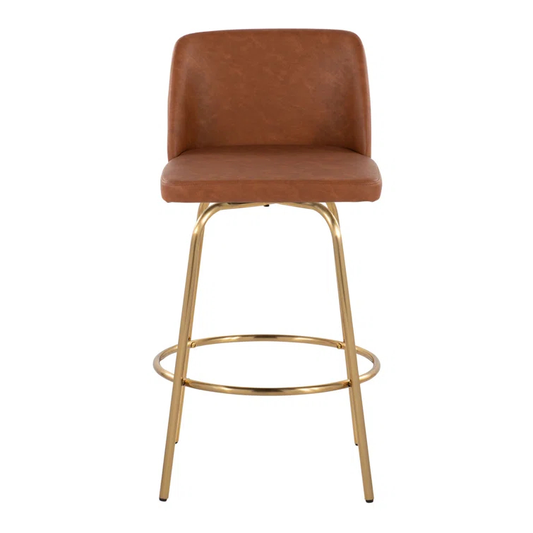 Swivel Upholstered Counter Stool with Metal Frame