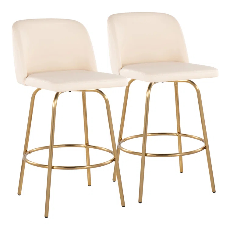 Swivel Upholstered Counter Stool with Metal Frame