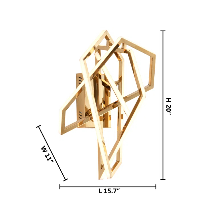 Bethel International LED Wall Sconce Gold Stainless Steel & Acrylic