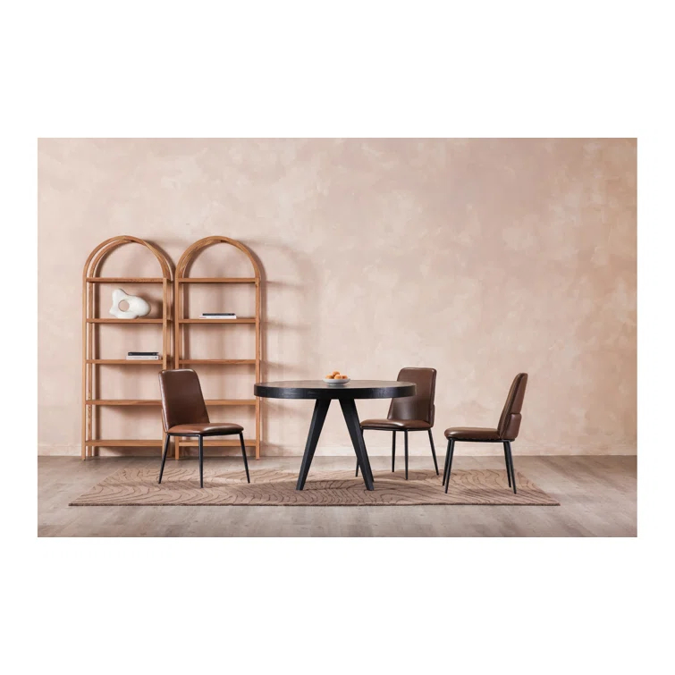 Douglas Contemporary Black Genuine Leather Side Chair