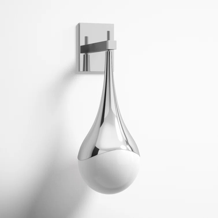 Algiers Single Light Glass Steel Dimmable Armed Sconce