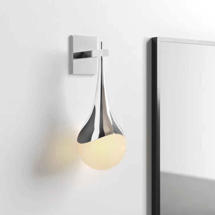 Algiers Single Light Glass Steel Dimmable Armed Sconce