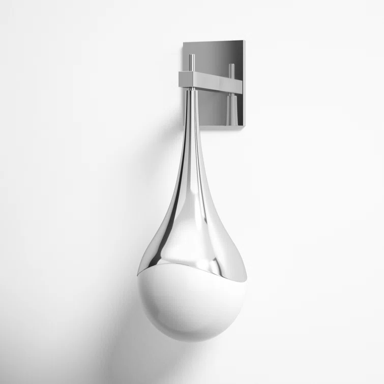 Algiers Single Light Glass Steel Dimmable Armed Sconce