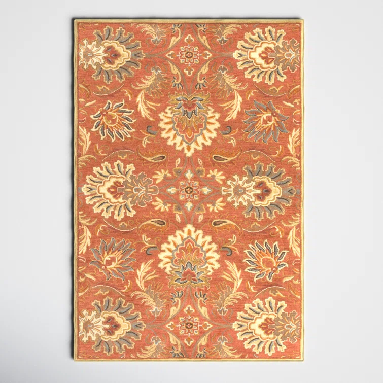 Aaron Hand Tufted Wool Terracotta/Orange/Dusty Sage Rug