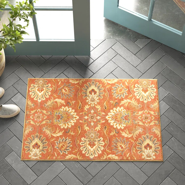 Aaron Hand Tufted Wool Terracotta/Orange/Dusty Sage Rug