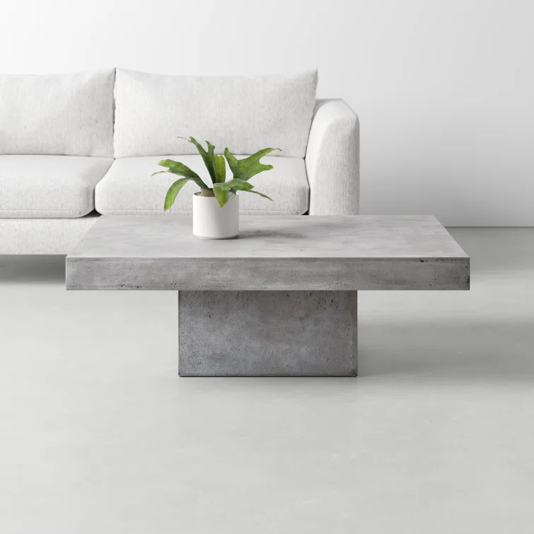 Una Dark Gray Concrete Rectangular Coffee Table