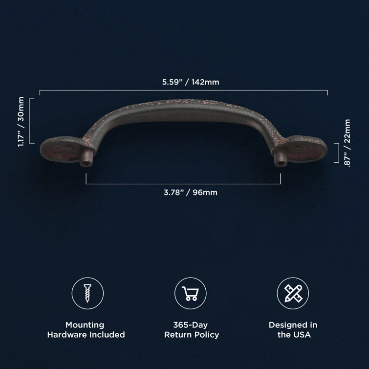 Refined Rustic Kitchen Cabinet Handles, Solid Core Drawer Pulls for Cabinet Doors