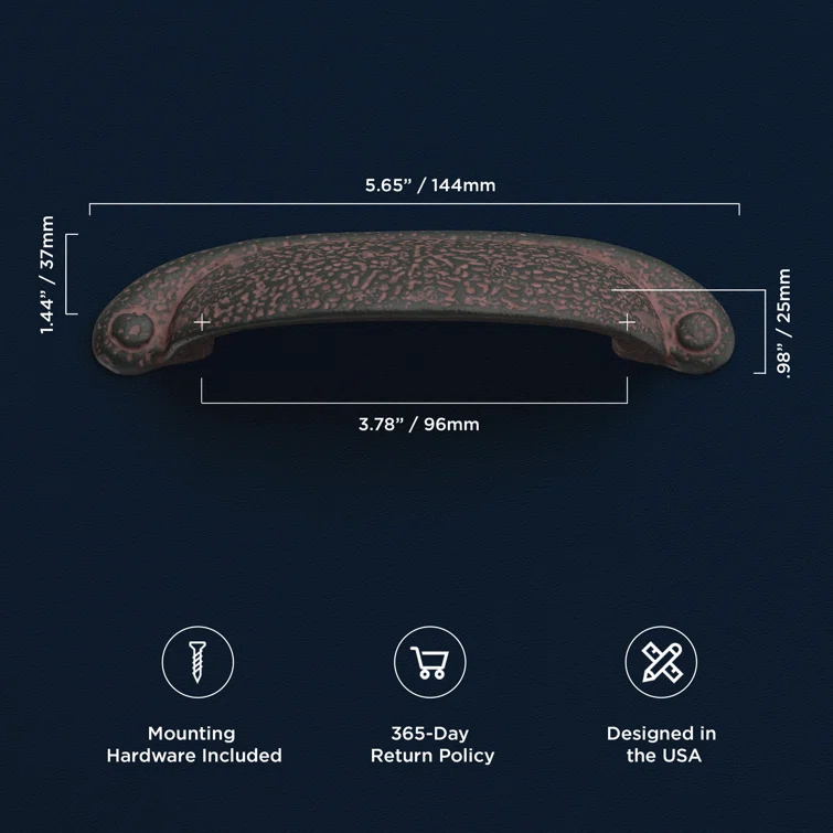 Refined Rustic Kitchen Cabinet Handles, Solid Core Drawer Pulls for Cabinet Doors, 3" & 3-3/4"(96mm)
