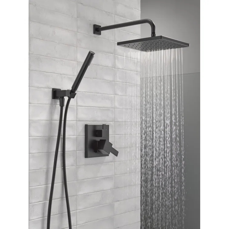 Modern Raincan Square Shower System, Rain Shower Head with Handheld Spray, Shower Faucet Set