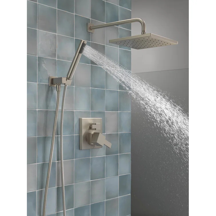 Modern Raincan Square Shower System, Rain Shower Head with Handheld Spray, Shower Faucet Set