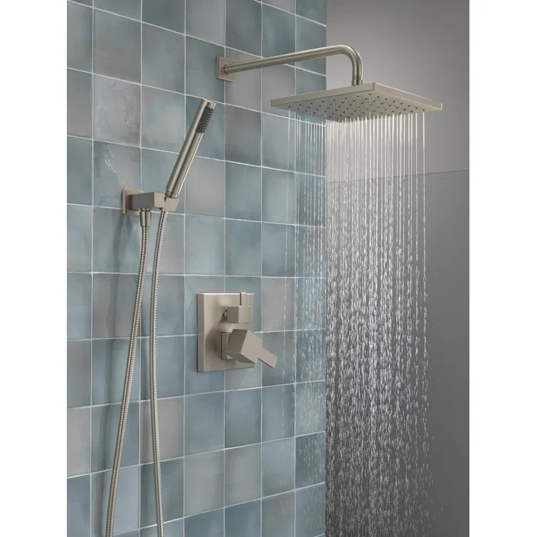 Modern Raincan Square Shower System, Rain Shower Head with Handheld Spray, Shower Faucet Set