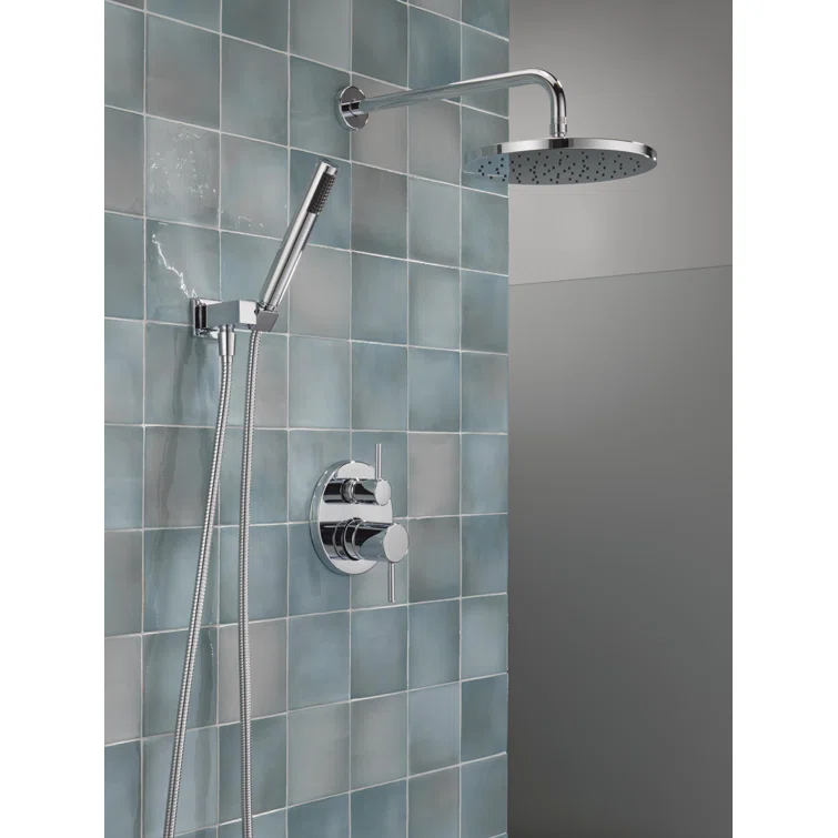 Modern Raincan Round Shower System, Rain Shower Head with Handheld Spray, Shower Faucet Set