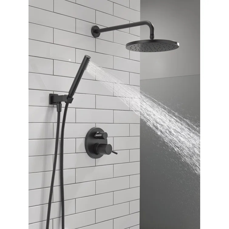 Modern Raincan Round Shower System, Rain Shower Head with Handheld Spray, Shower Faucet Set