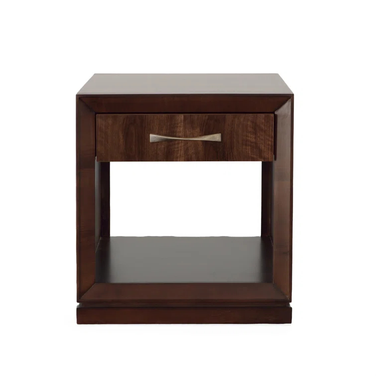 Bridgeton Dark Brown Wood Side Table with Storage Drawer