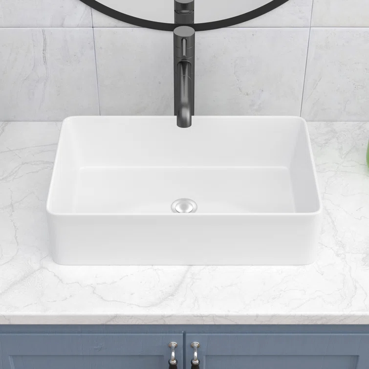 LEPUDAY LPD21VS14MP LEPUDAY 5.5'' White Ceramic Rectangular Bathroom Sink