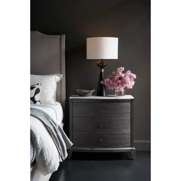 Rolling Fog 3-Drawer Nightstand with Stone Top