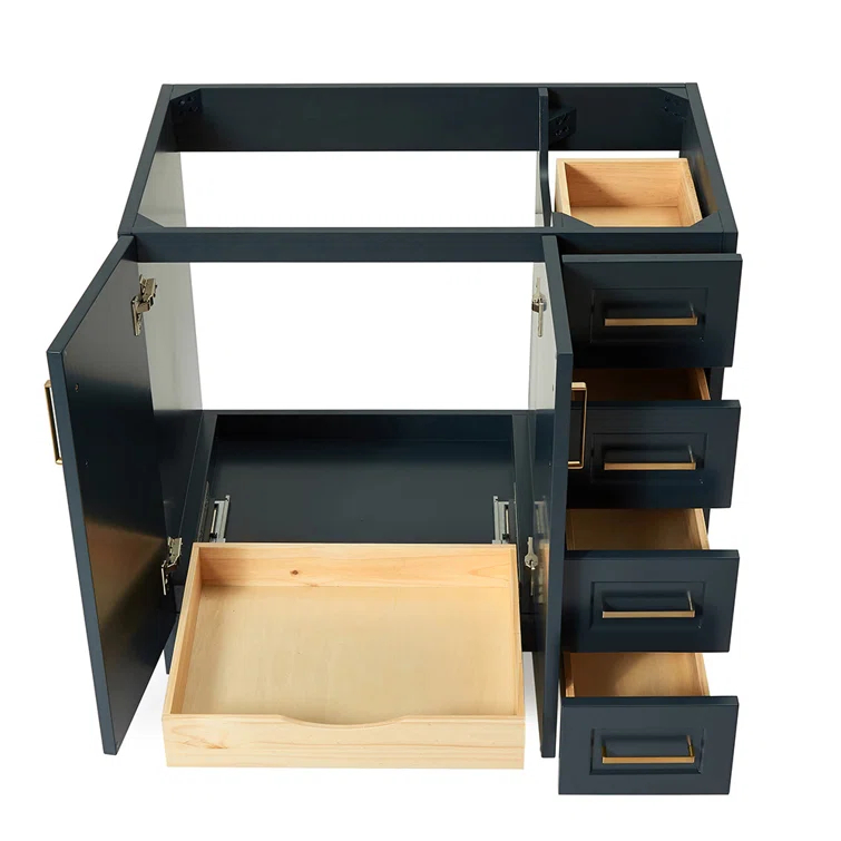 Sawyer 36'' Solid Wood Single Bathroom Vanity Base Only, Right Offset Base Cabinet without Top