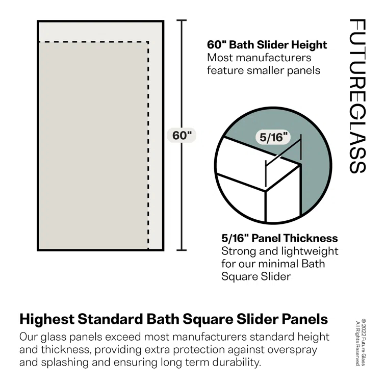 Astro 56 in. - 60 in. x 60 in. Frameless Sliding Bathtub Door