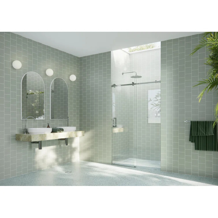 Astro 44 - 48 in. x 78 in. Fully Frameless Glass Sliding Shower Door
