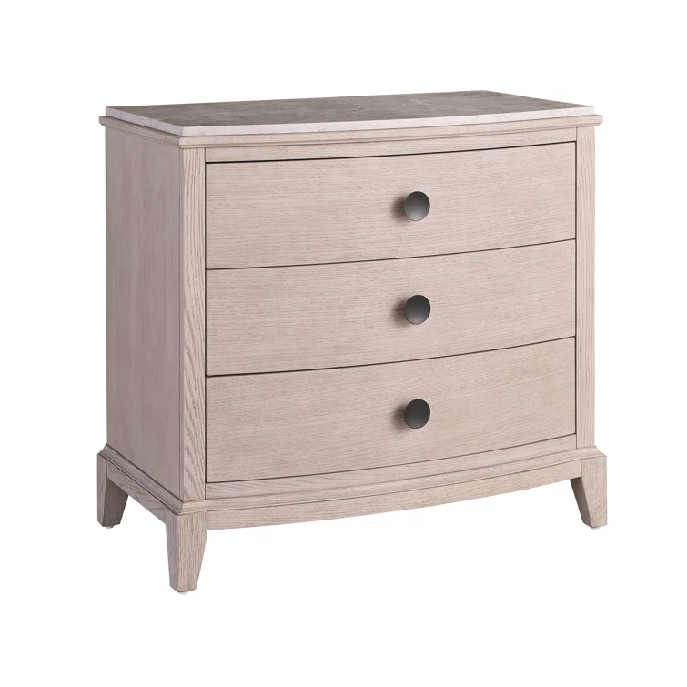 Rolling Fog 3-Drawer Nightstand with Stone Top
