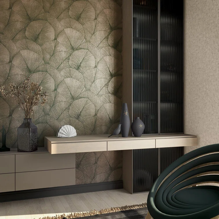 Kumano 3D Embossed Palm Leaf Wallpaper Roll
