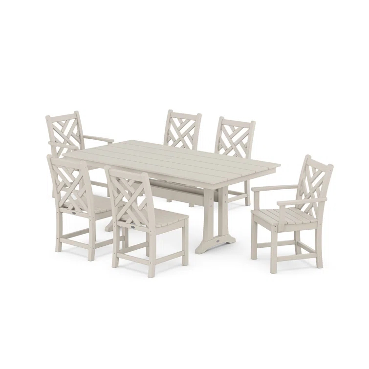 Chippendale 7-Piece Farmhouse Trestle Dining Set