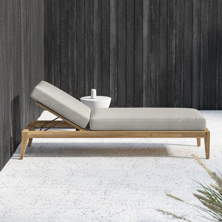 Amine 24'' Outdoor Acacia Chaise Lounge
