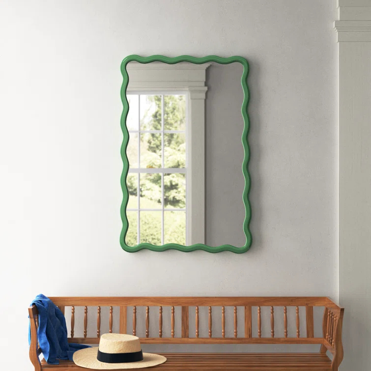 Allurine Wood Wavy Wall Mirror