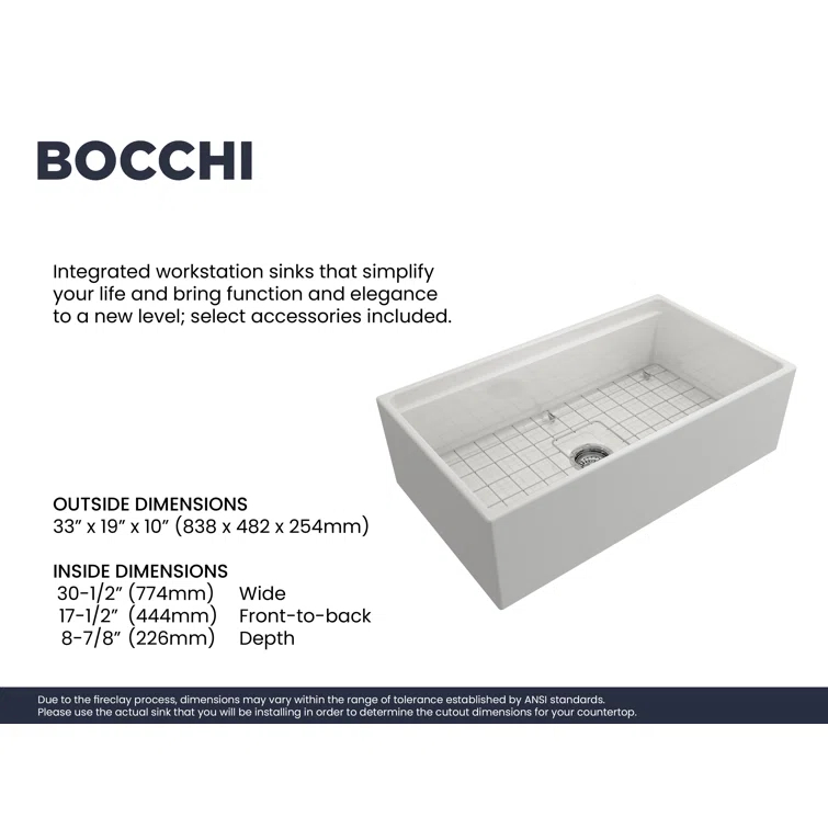 Contempo 33'' L Farmhouse Apron-Front Fireclay Kitchen Sink