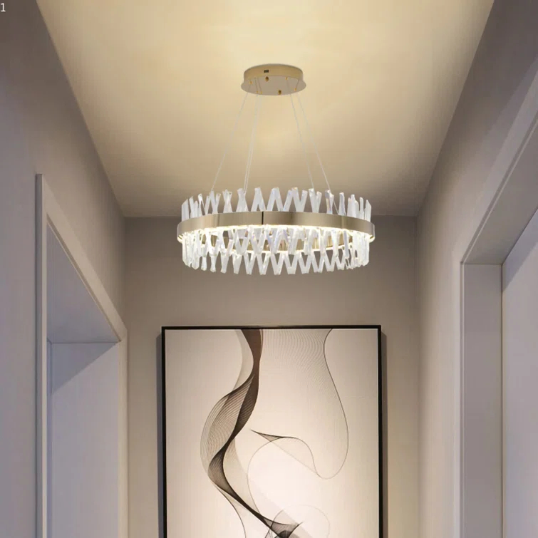 Bethel International LED Chandelier Gold Metal & Crystal