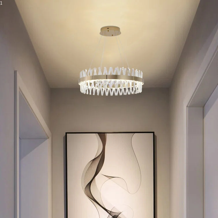 Bethel International LED Chandelier Gold Metal & Crystal