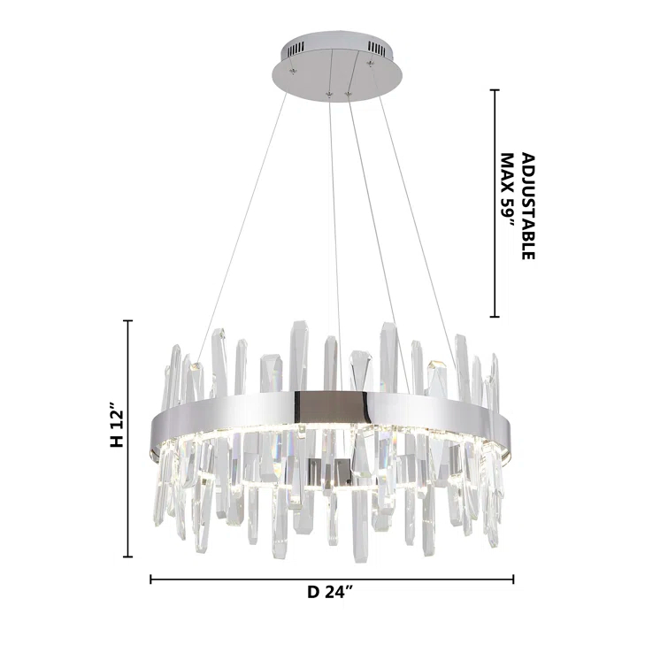 Bethel International LED Chandelier  Chrome Stainless Steel & Crystal